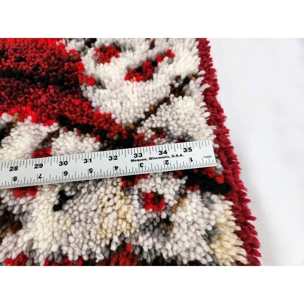 Vintage Cardinal Pair Finished Latch Hook Rug Kit Wall Hanging Birds Trees 37x27